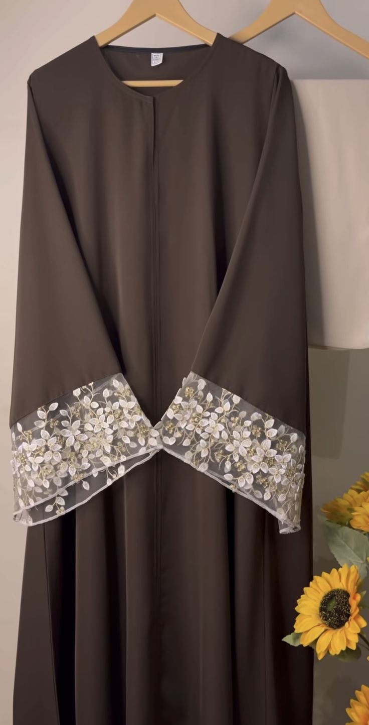 Open style abaya for girls new design 2025 stylish Elegant Abaya for women Elegant abaya for girls new design simple Desert Brown abaya for girls stylish Abayas for girls arabic Nidah Fabric abaya Hina Front open abaya for girls low price by Hijab Dania 3